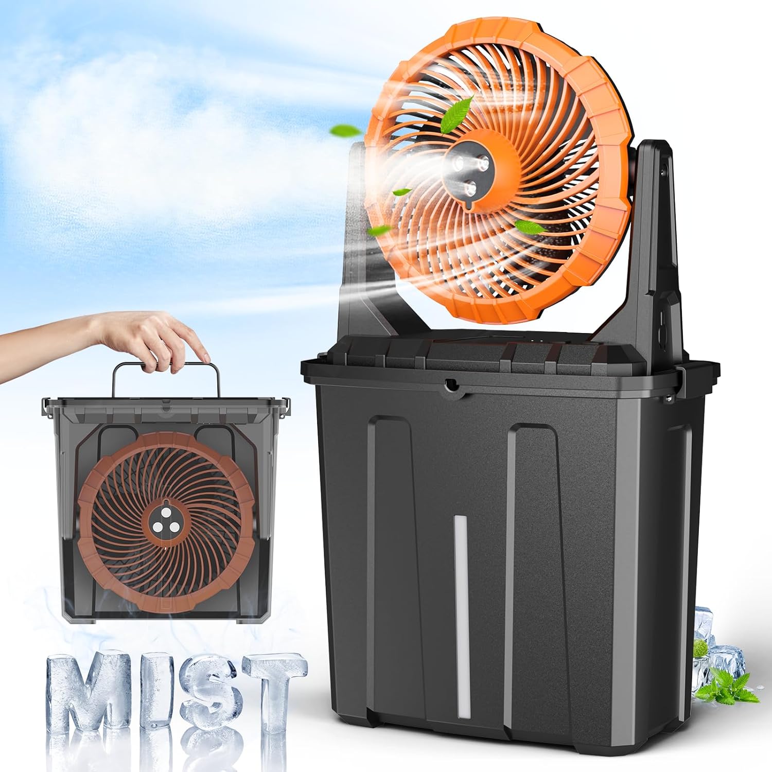 Outdoor Misting Fan 9L Bucket 20000mAh Battery 3 Winds Cooling - View #9