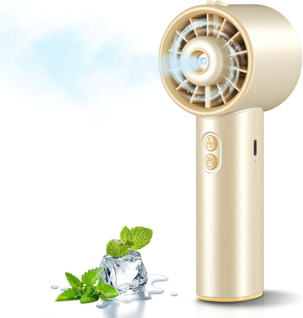 Ausic Portable Handheld Turbo Fan with Mist, High-Speed Personal Mini Misting Fans, 3 Speeds Rechargeable Battery Operated Small Fan for Travel/Outdoor/Home/Office/Makeup/Gift