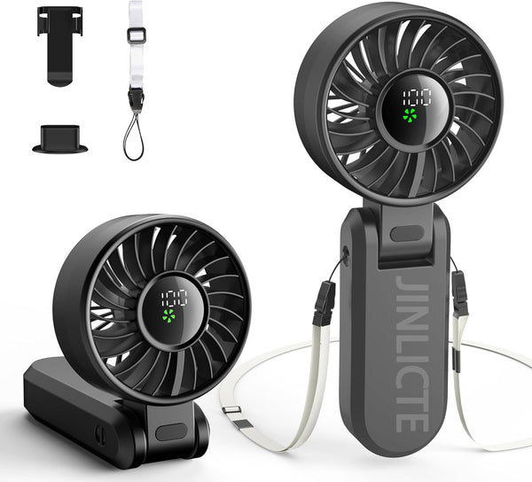 【5200mAh】Portable Handheld Turbo Fans for Travel, High-Speed Motor, Rechargeable Hand Held Fan, 5 Speed,180°Foldable, Small Personal Fan,4-IN-1 Hand/Desk/Waist/Neck Fans,Summer Beach Travel Essentials